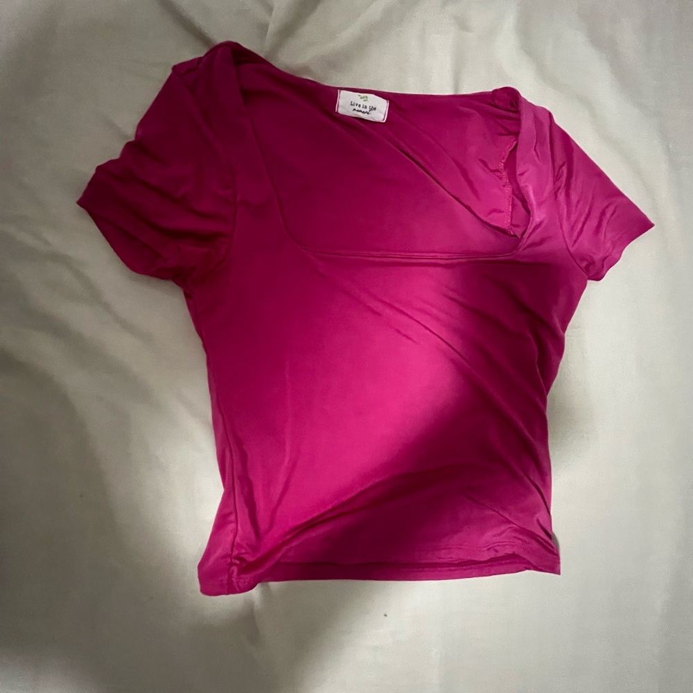 TJ Maxx Live In the Moment Pink Seamless Tee